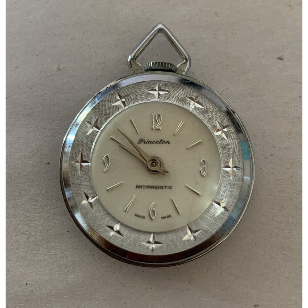 Princeton Swiss Antimagnetic Watch Pendant 70s Manual Wind Running